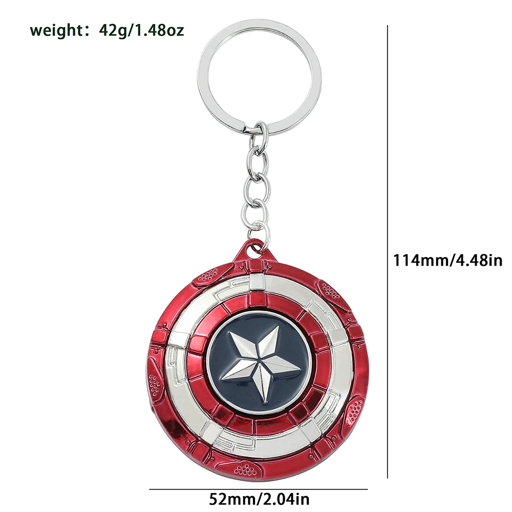 Llavero con Escudo del Capitán América, Divertido y Creativo, Giratorio, Superhéroe de los Vengadores, Accesorio para Mochila y Llaves de Coche