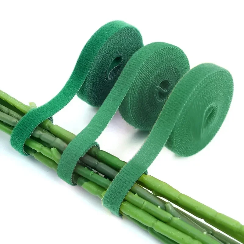 Brida para cables de nailon autoadhesiva, soporte de bucle de gancho ajustable verde para plantas, vendaje de hilo de jardín, tiras de cinta de sujeción reutilizables