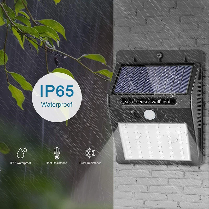 Luz Solar LED con Sensor de movimiento PIR, luz de pared para exteriores, impermeable, alimentada por energía Solar, farola, decoración de jardín, 6/30