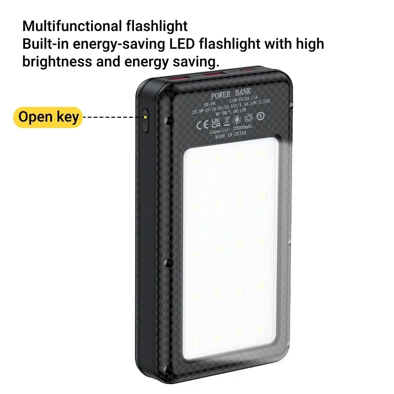 Soporte para caja de batería tipo banco de energía 6*18650, carcasa de carga USB Dual tipo C con luces de camping para iPhone, Huawei 18650