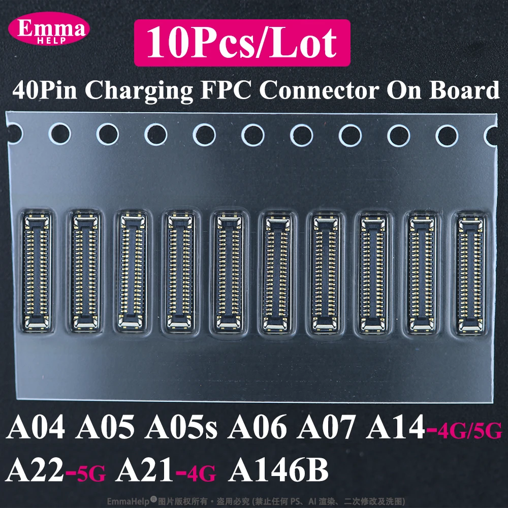 Conector FPC de Carga de 40 Pines en la Placa Base para Samsung A14 A07 A06 A05 A05S A04 A146B A22 5G A21 4G