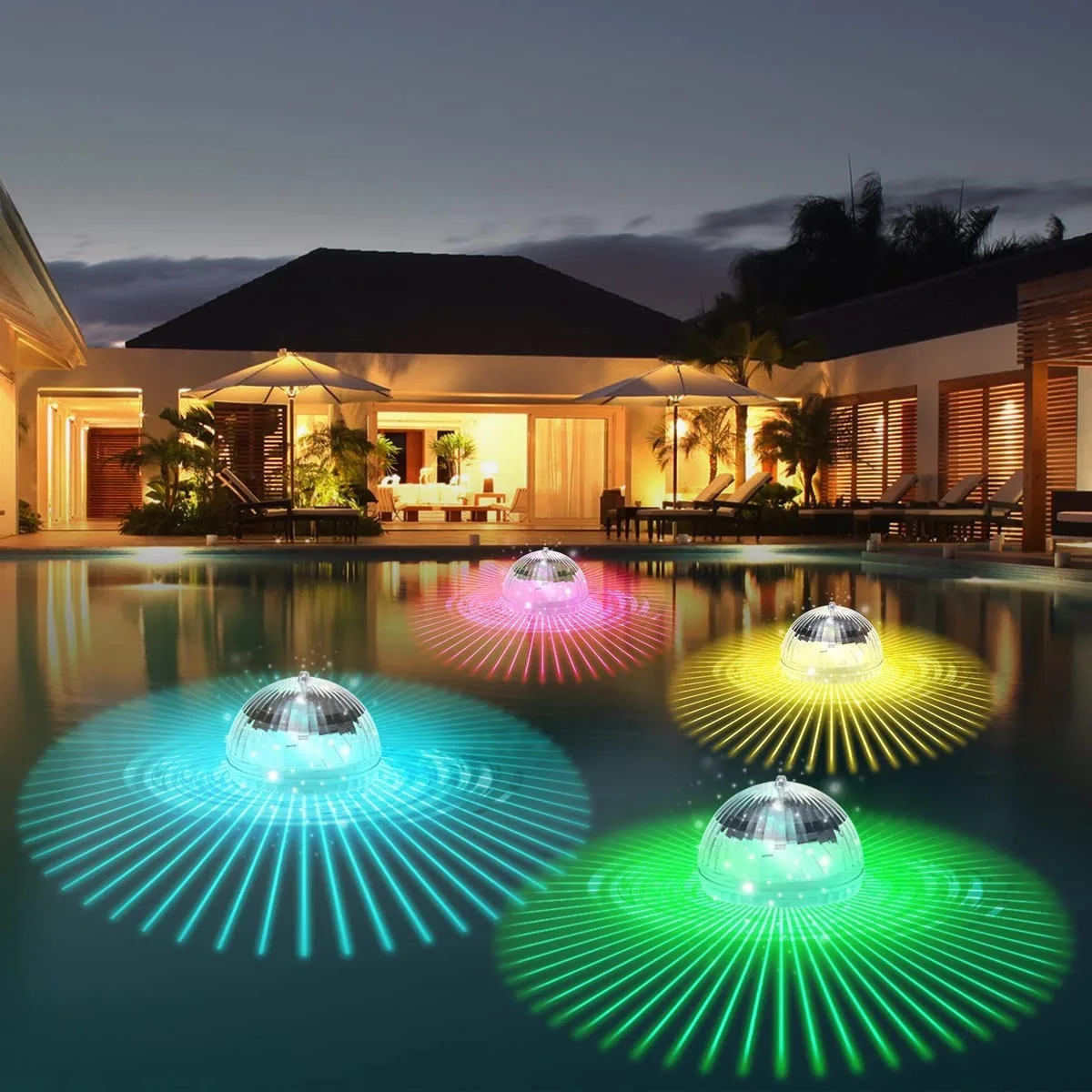 Lámpara Solar Flotante LED para Piscina, Bola con Panel Solar, Resistente al Agua, con Luz Intermitente de Colores Cambiantes para Espectáculos