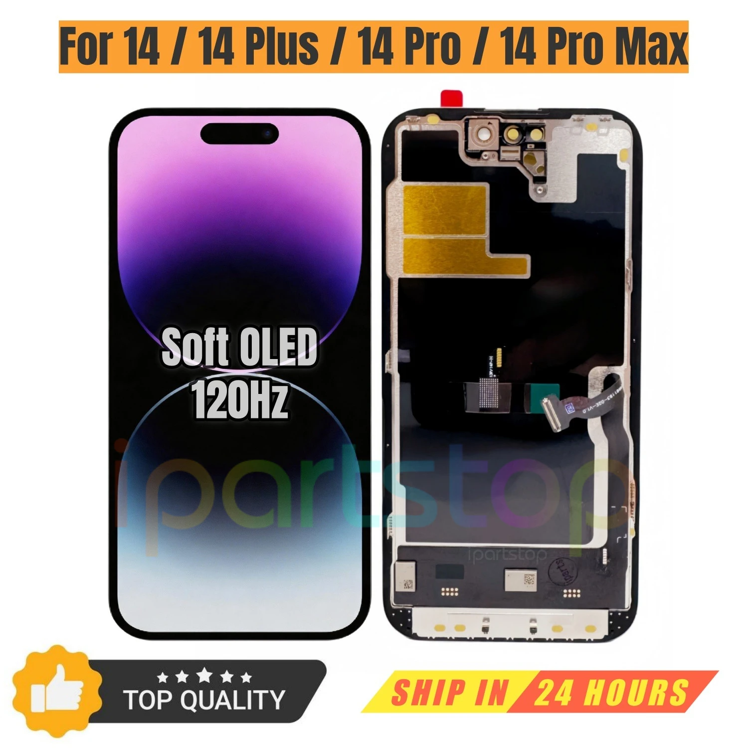 iParts - Pantalla LCD OLED de Repuesto para iPhone 14 Plus Pro Max, 120 Hz, Compatible con IC Extraíble, Piezas 3D Touch DD