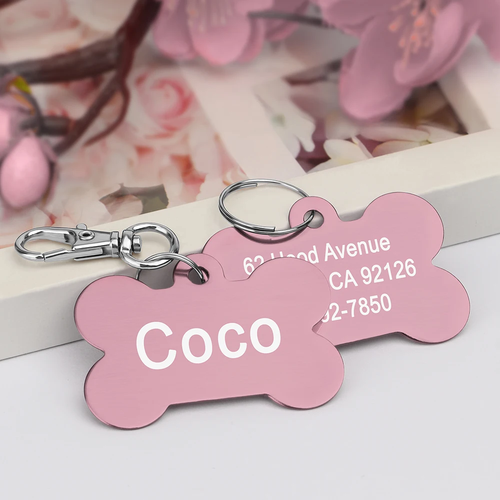 Placa de Identificación para Mascotas con Forma de Hueso, Etiquetas Personalizadas con Nombre para Perros y Gatos, Antipérdida, Grabado Gratuito, Colgante para Collar, Hueso para Mascotas Pequeñas, Medianas y Grandes