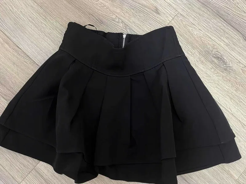 Faldas negras estilo Lolita japonés para mujer, primavera y otoño, nueva cintura elástica, minifaldas plisadas cortas para mujer, Culottes bonitos para chica