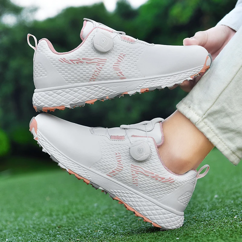 LiXingMing zapatos de Golf para mujer, zapatillas deportivas de Golf profesionales rosas a prueba de agua sin clavos, adiestramiento al aire libre, zapatillas para caminar y Golf