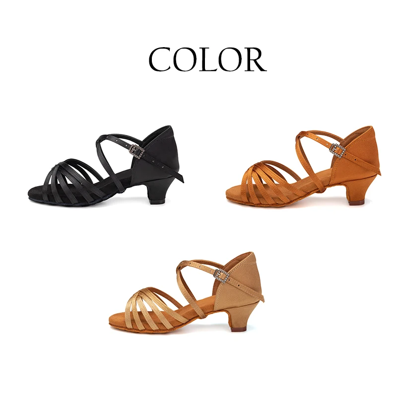 Zapatos de baile latino para niñas y mujeres, zapatos de salón modernos para baile de Tango y Salsa, zapatos de entrenamiento de tacones medios