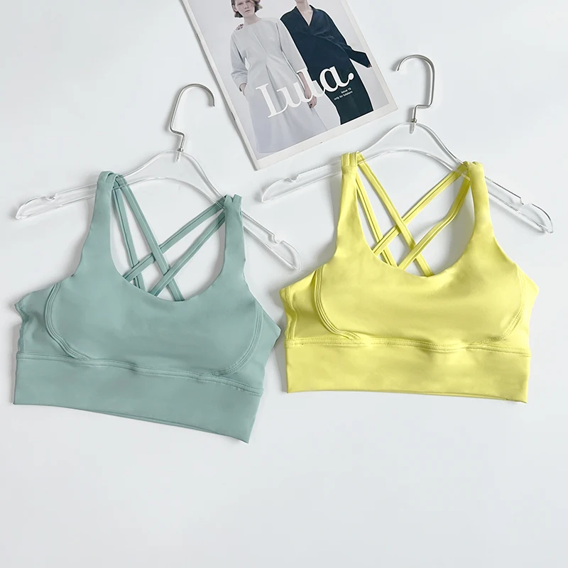 Sujetadores deportivos de Color sólido para mujer, sujetadores deportivos para correr en la espalda, Top de nailon, ropa interior Sexy transpirable para gimnasio