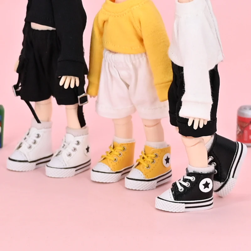 Ob11 Zapatos de muñeca de cuero con forma de estrella, zapatos informales de tacón alto con cordones para Penny, Ob11, Obitsu 11, Holala, Gcs, 1/12bjd
