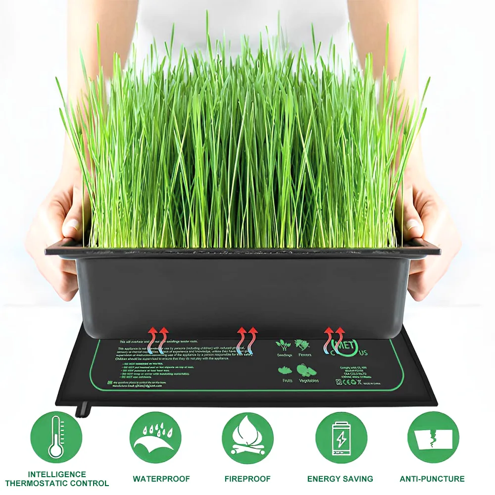 Estera térmica para plántulas de 10/25/50CM, almohadilla térmica impermeable para germinación de plantas de interior, estera de inicio clonada de propagación, enchufe para UE/EE. UU./Reino Unido