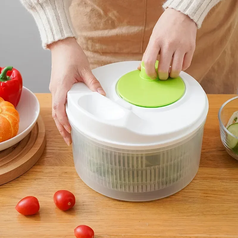 Escurridor de Ensaladas para Verduras de Hoja, Lavador y Secador de Lechuga, Herramienta Escurridora y Conservadora de Verduras para Cocina