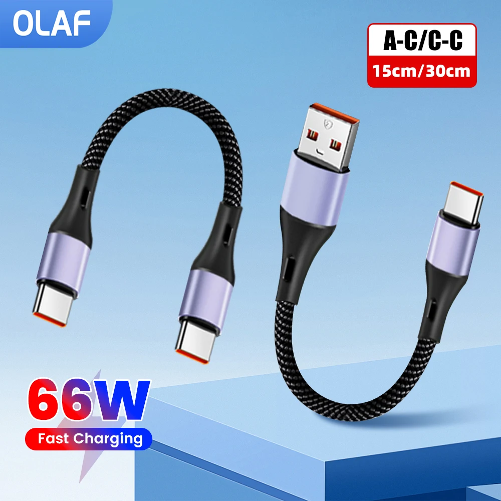 Cable de carga rápida tipo C a USB C de codo corto de 15CM y 30CM para Iphone16 15 Xiaomi Samsung Huawei Power BanK Cable de datos USB tipo C