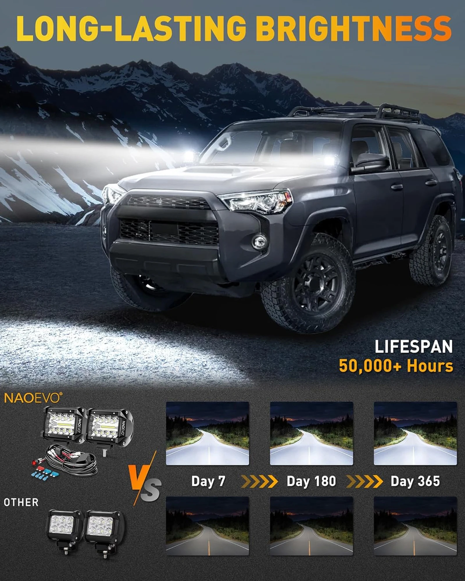 NAOEVO 4 pulgadas 2 uds luces LED Pod Spot inundación Combo LED niebla conducción 4x4 luces todoterreno luces de trabajo para camión barco ATV UTV Jeep