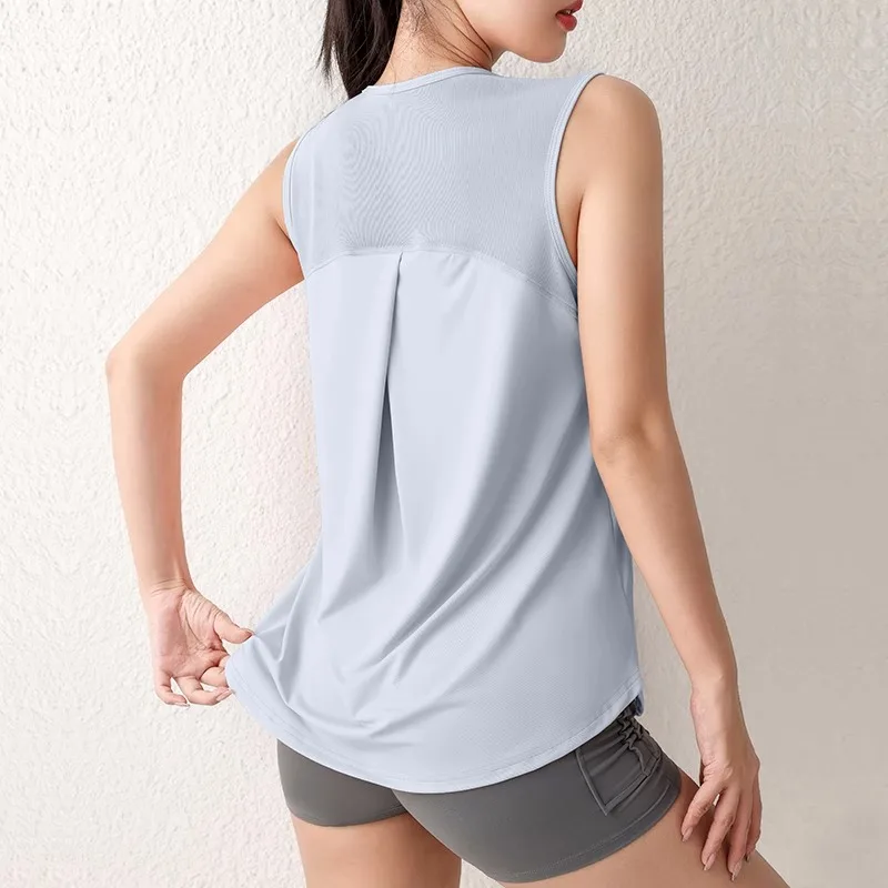 Camiseta sin mangas deportiva holgada de secado rápido para mujer, nuevo chaleco de entrenamiento de Yoga sin mangas, Top de verano para Fitness, cubierta para ejercicio para correr