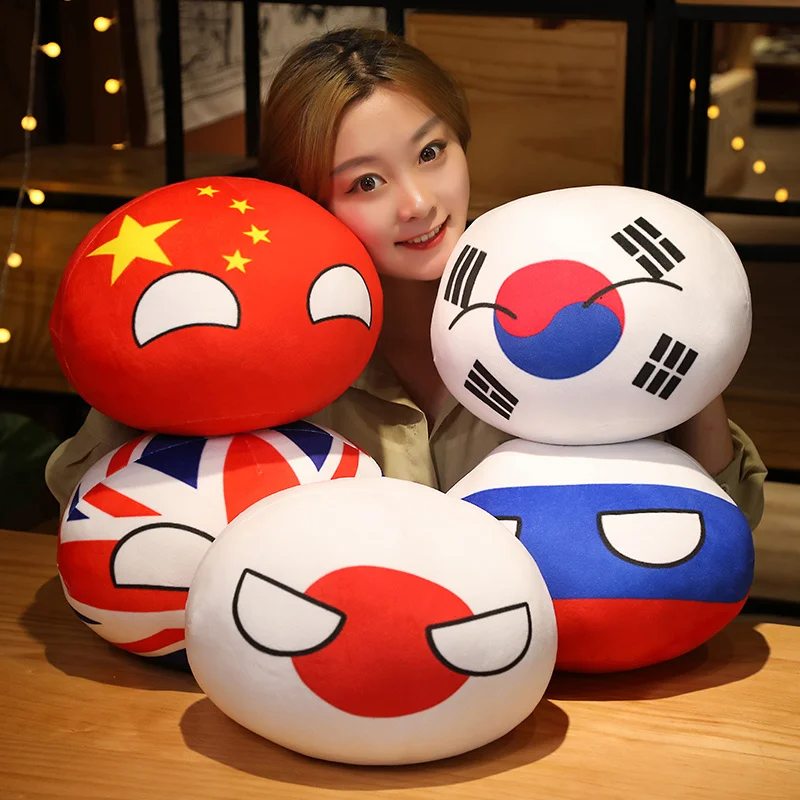 Polandball-juguetes de peluche de 10-40cm, Countryball, URSS, EE. UU., Francia, Rusia, Reino Unido, Japón, Alemania, CANANDA, Italia, muñeca Kawaii, almohada, lindo regalo para niño