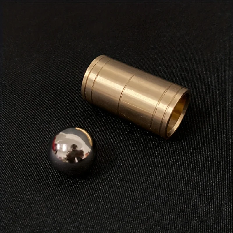 Bola y tubo misterio (latón), trucos de magia de primer plano, ilusiones, truco, pelotas mágicas divertidas, levantar caídas, escenario, mago, juguetes