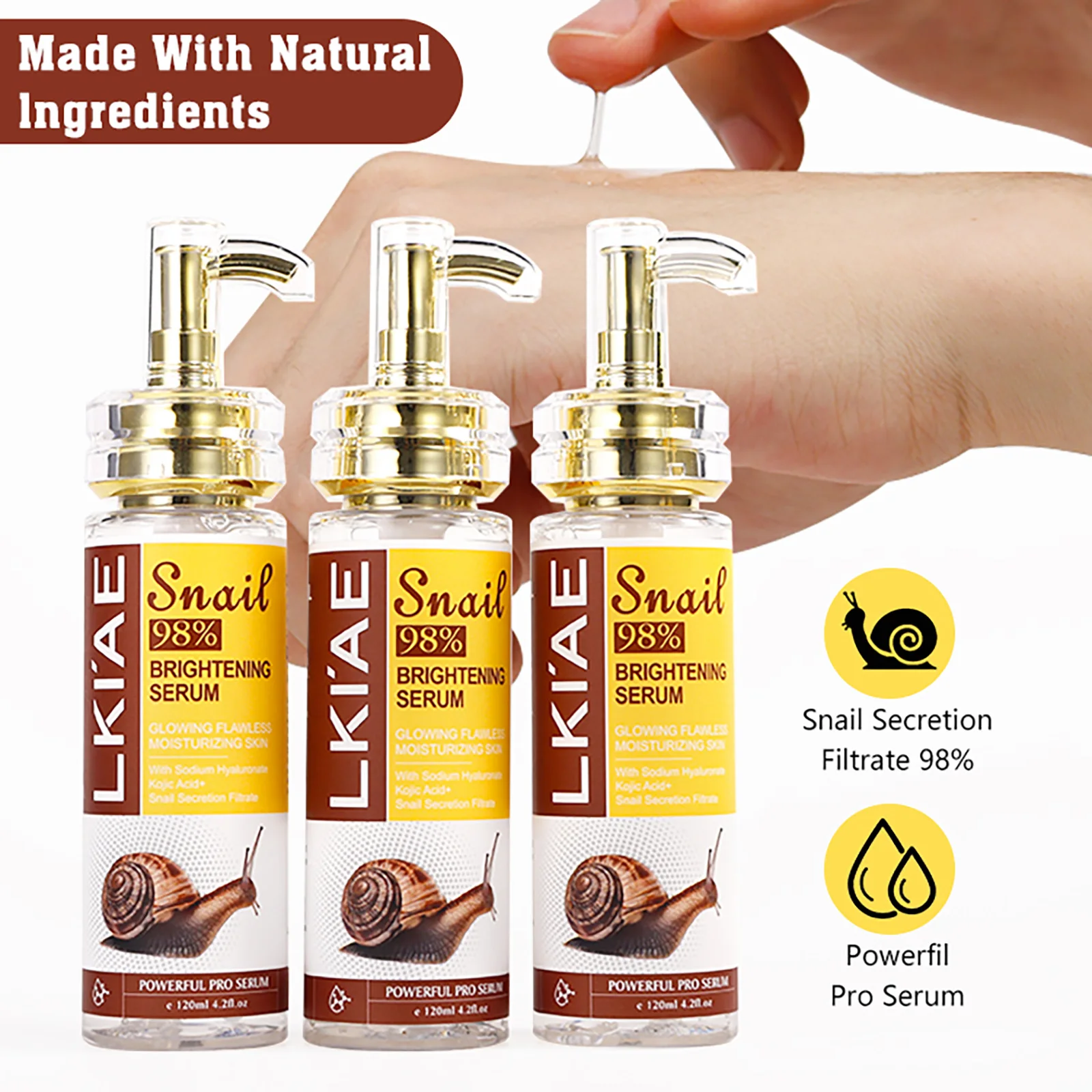 AILKE Suero blanqueador con extracto de caracol, hidratante, Reduce las manchas oscuras, arrugas, uniforme del tono de la piel, esencia aclaradora para rostro, cuerpo