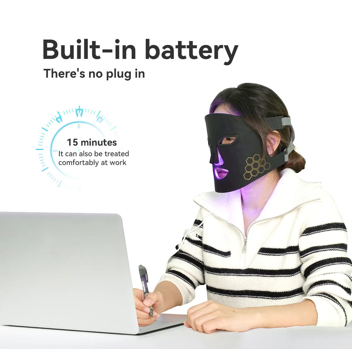 Hello Face NIR-mascarilla LED para el cuello, máscara de terapia de SPA para el cuello y la cara por infrarrojos, 216 + 132 vigas, dispositivo de belleza para rejuvenecimiento de la piel