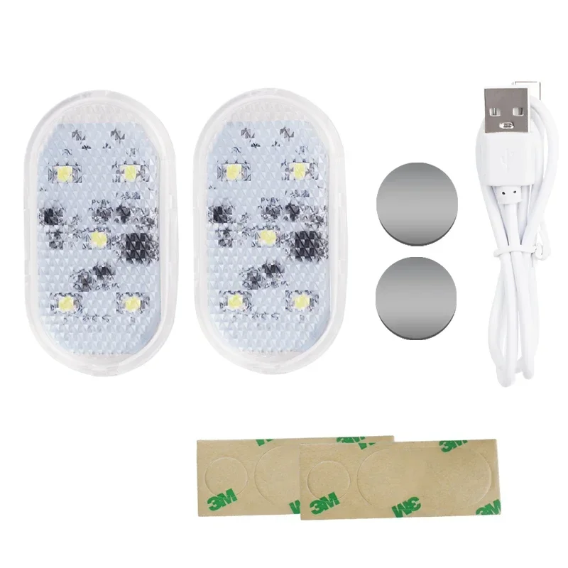 Luces LED para puerta de coche, interruptor magnético, luz de advertencia de bienvenida recargable, luz para habitación de almacenamiento anticolisión Interior de coche, 2 uds.