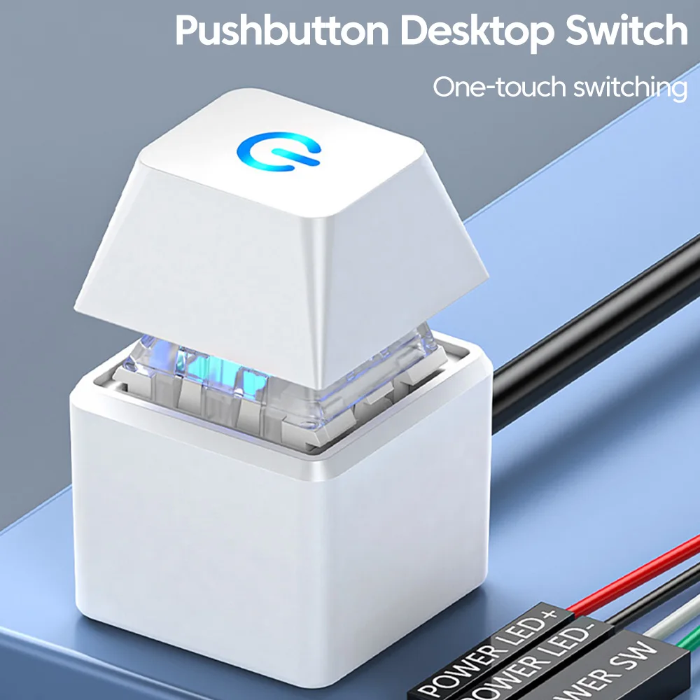 Botón de interruptor de escritorio para ordenador, luz LED, placa base de PC, botón de encendido/apagado de arranque externo, Cable de extensión de 2m para el hogar y la Oficina