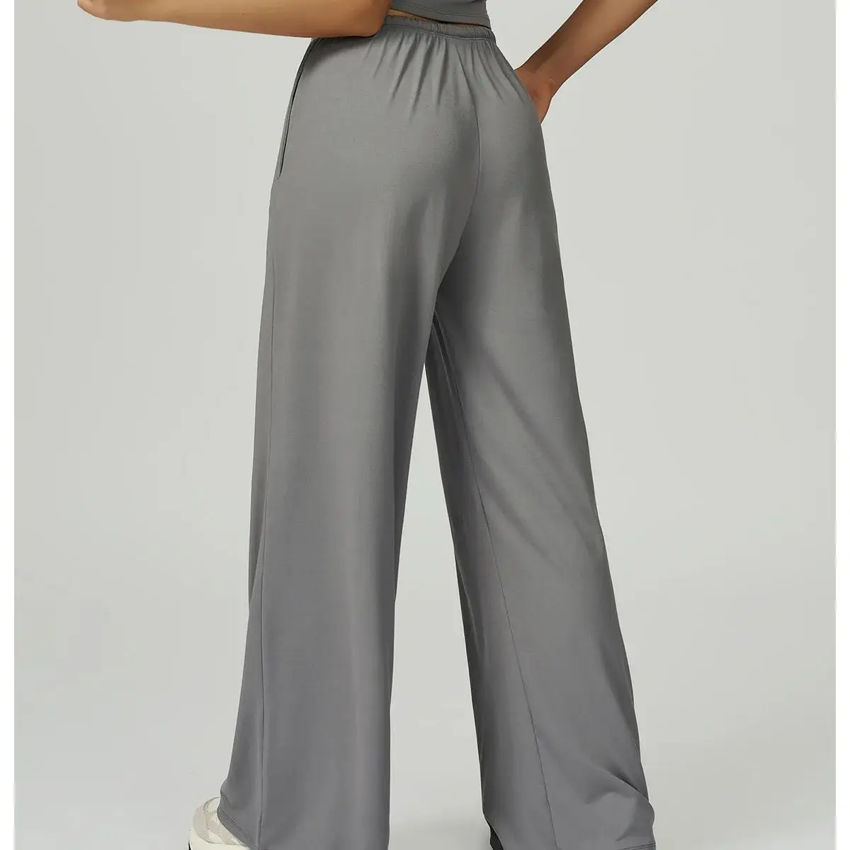 Pantalones de yoga de cintura alta para mujer, pantalones casuales sueltos de corte recto, pantalones deportivos para mujer, pantalones de fitness para correr, pantalones de entrenamiento con efecto push-up y cordón ajustable