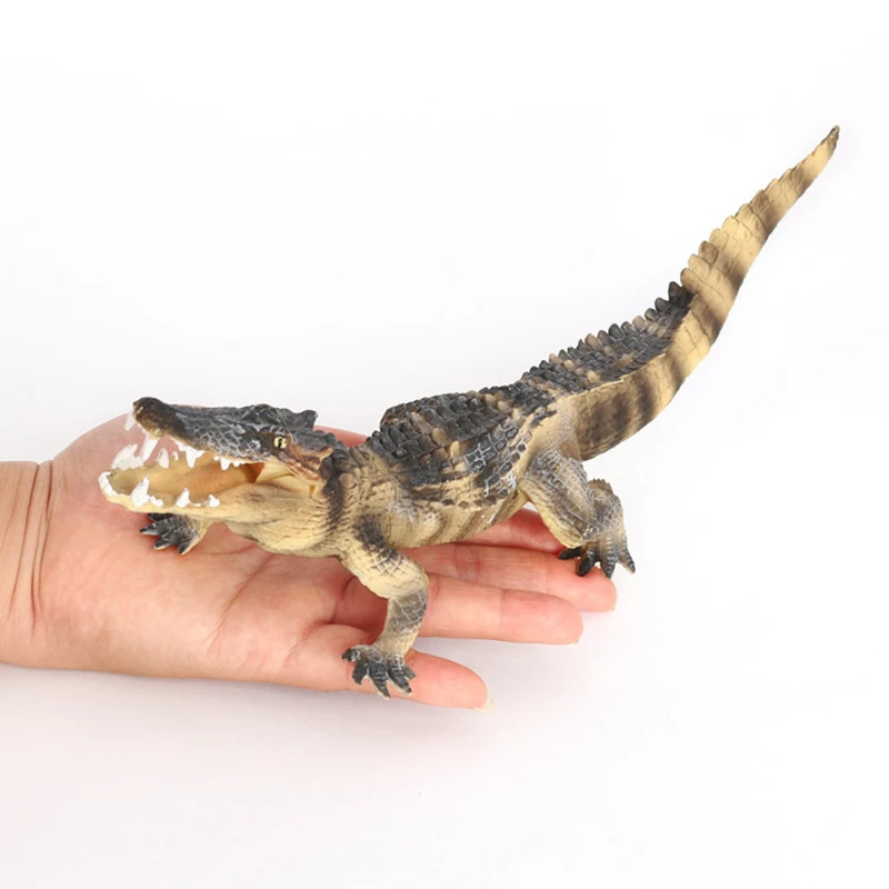 Figuras de acción realistas de cocodrilo, color blanco/marrón/verde, modelo de animales de simulación sólidos, juguetes decorativos para regalos de Navidad