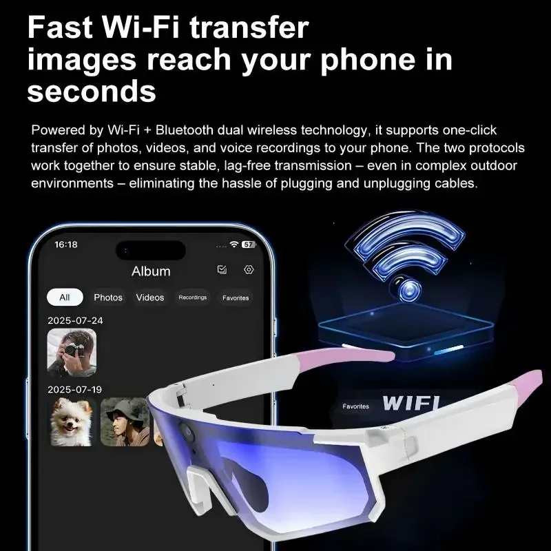 Gafas Inteligentes Lenovo con IA, Cámara HD 8K de 1600W con Antivibración, Gafas Deportivas para Ciclismo con Foto y Video, Micrófono Dual, 32GB, Resistentes al Viento, 2026