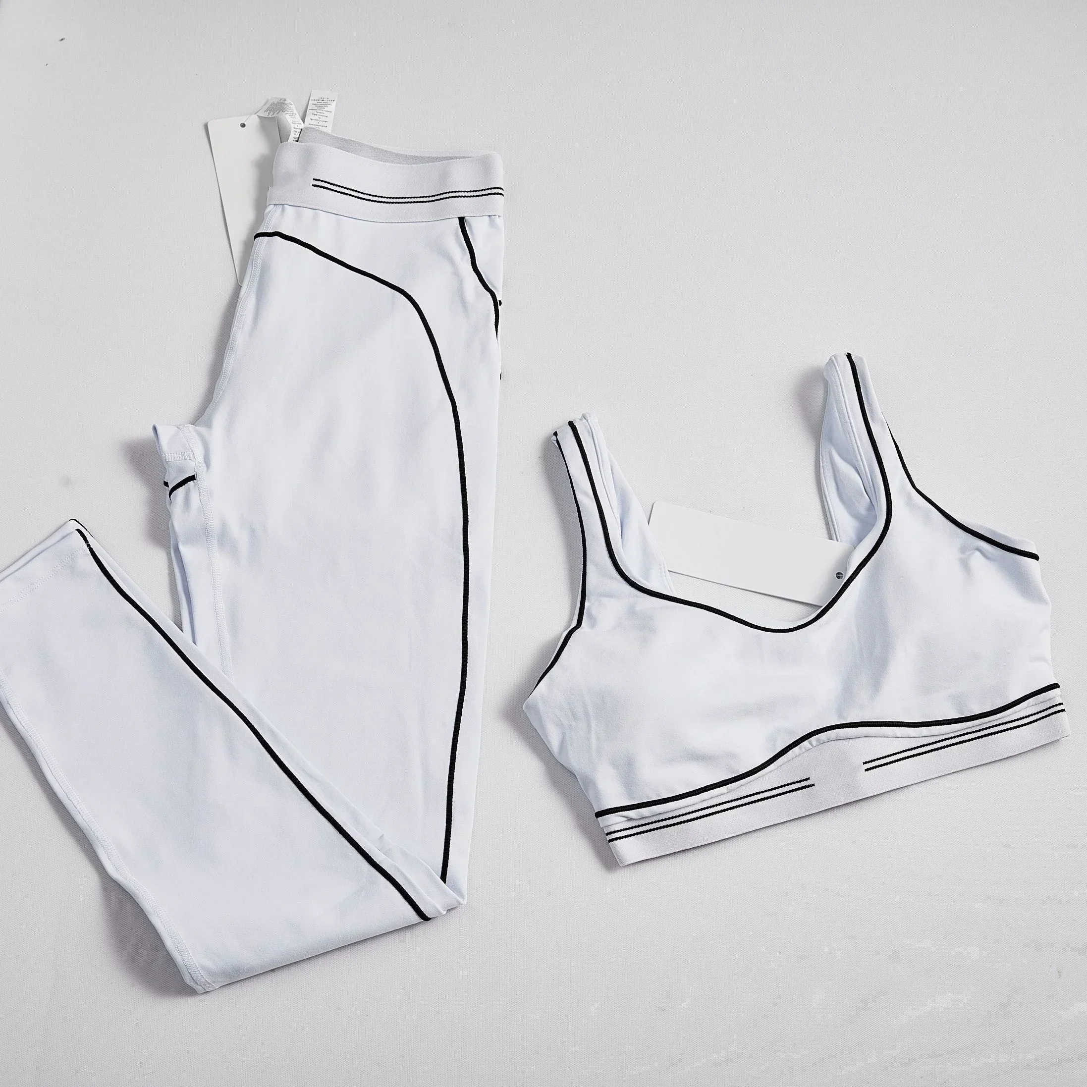 Conjunto de Yoga de 2 Piezas para Mujer, Pantalones a Rayas, Traje Deportivo Elástico Transpirable y Agradable a la Piel, Ropa Casual de Verano para Entrenamiento, Gimnasio y Running