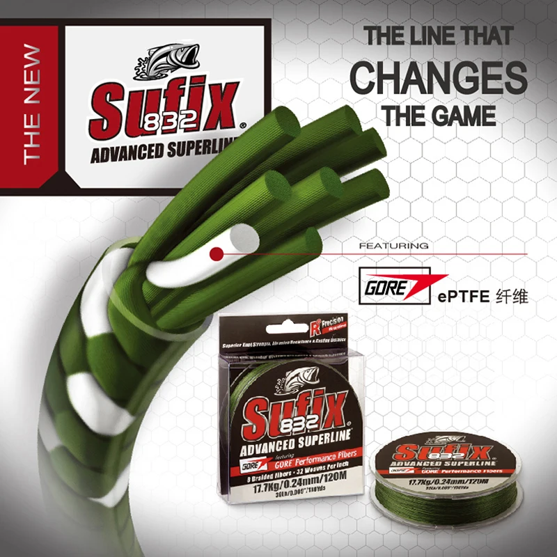Sufix 832 Línea de Pesca Trenzada - Longitud: 250m/275m, Diámetro: 0.2mm-0.42mm, Tamaño: 30-86lb PE Power Linha Multifilamento