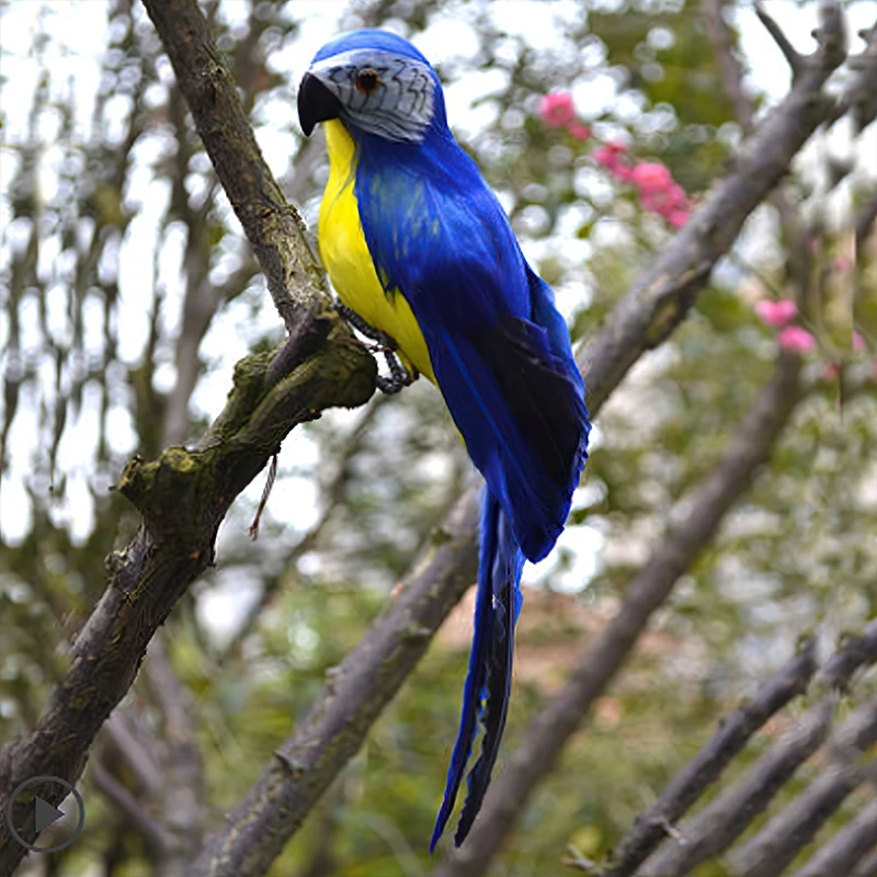 Loro Artificial de plumas de espuma hecho a mano, modelo de pájaro de imitación, estatuilla de espuma de pájaros, adorno de decoración de jardín para el hogar, 25/35cm