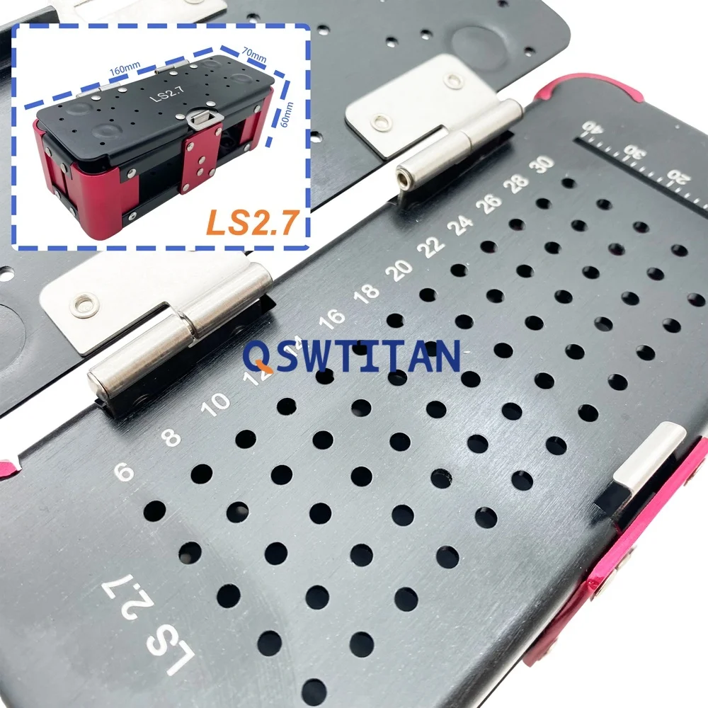 Caja de tornillos ortopédicos para instrumentos quirúrgicos veterinarios, contenedor de tornillos de bloqueo, caja de esterilización 3.5/2.7mm