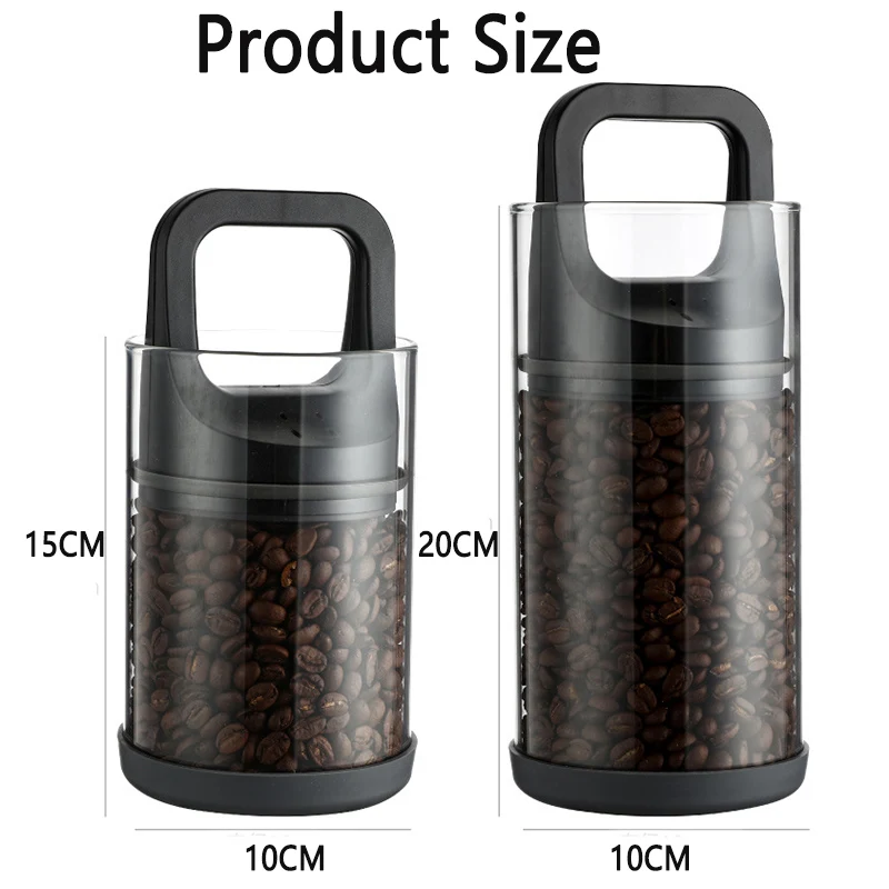 Tanques sellados al vacío para granos de café, almacenamiento de alimentos en la cocina, contenedor de vidrio transparente, recipiente para té a prueba de humedad, latas de mantenimiento fresco para el hogar