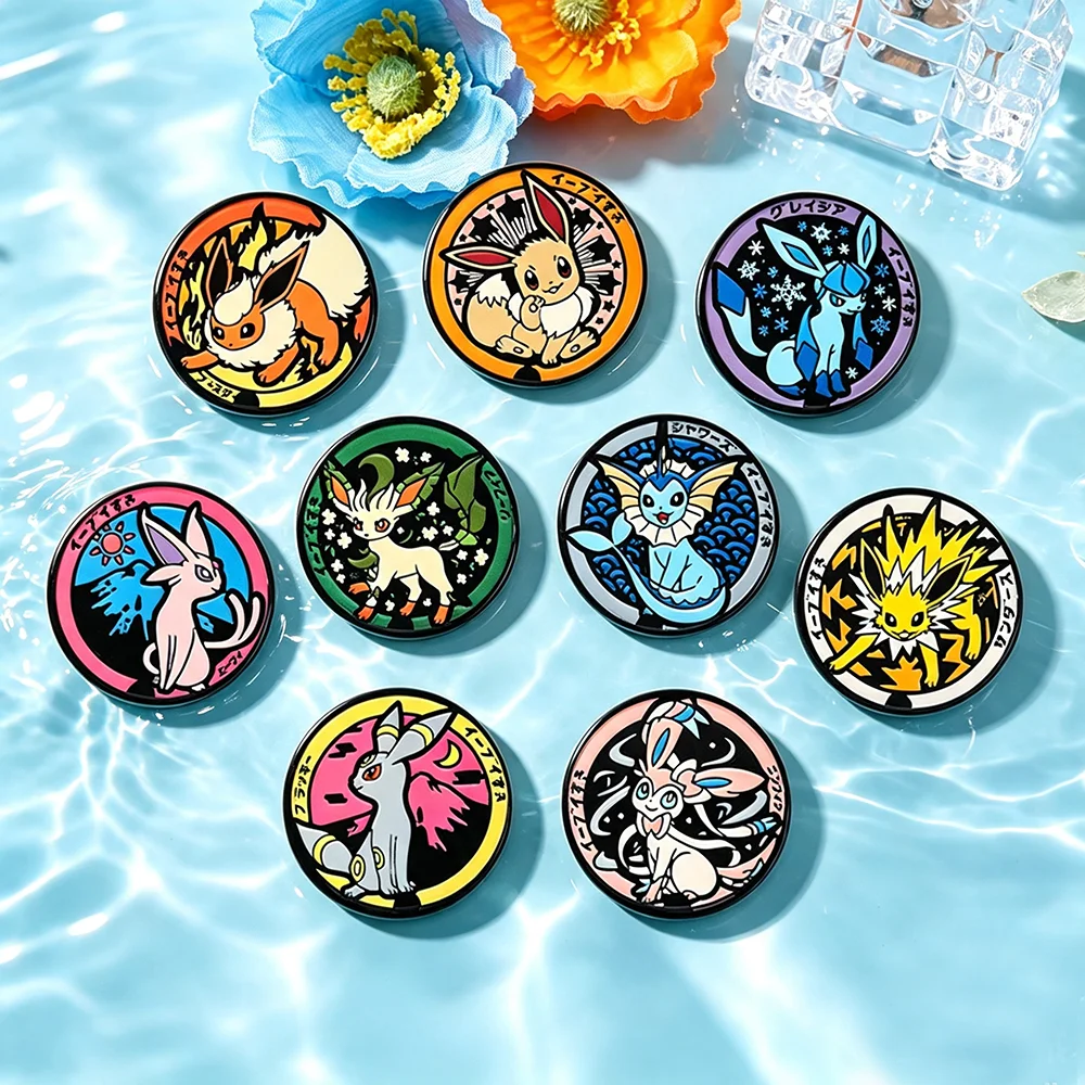 9 pines coleccionables de esmalte Kawaii Eeveelutions Espeon, broche de anime con diseño de elfo zorro monstruo, insignia para mochila, chaqueta, regalo.