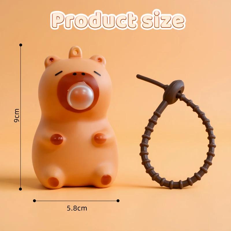 Juguete Antiestrés de Capibara para Apretar y Soplar Burbujas, Divertido, Decoración, Llaveros para Mochila, Juguetes Sensoriales