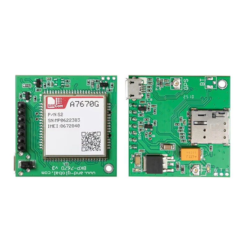 Kits de desarrollo de placa base con ranura SIM lateral A7670G Push Nano, bandas globales, módulo SIMCOM 4G LTE Cat 1, kit de conexión con antena