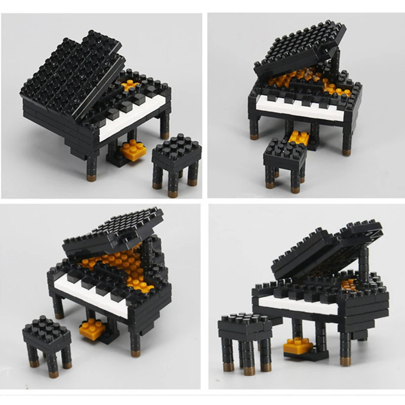 MOC-bloques de construcción de instrumentos musicales para niños, Mini Piano de plástico ABS, guitarra, montaje de bricolaje, ladrillos, juguetes educativos