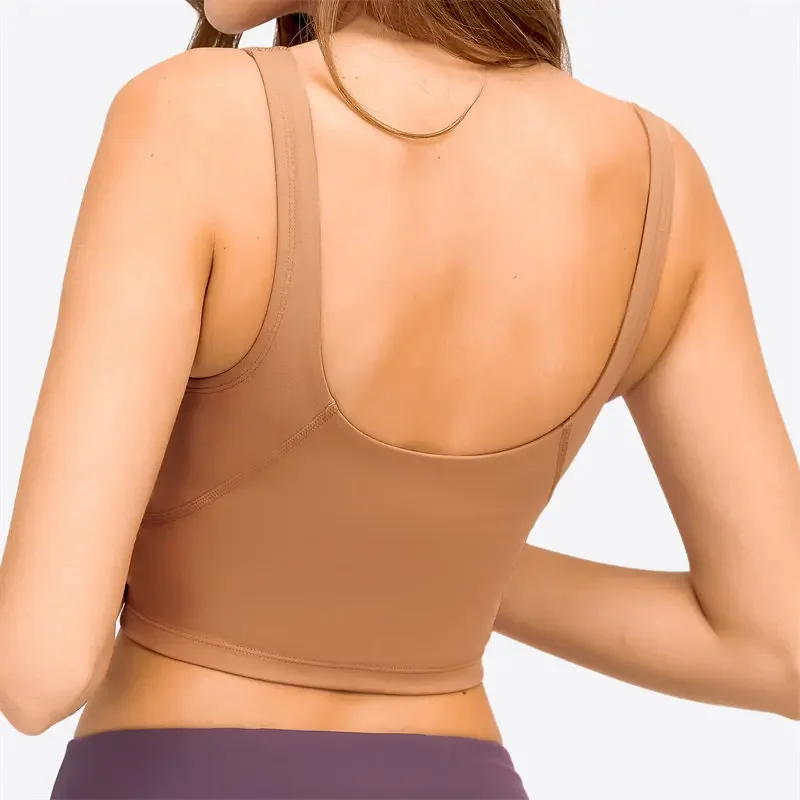 Nepoagym PASSION Camiseta sin mangas con estante incorporado, sujetador corto con acolchado extraíble, sujetador deportivo palangre para yoga y gimnasio