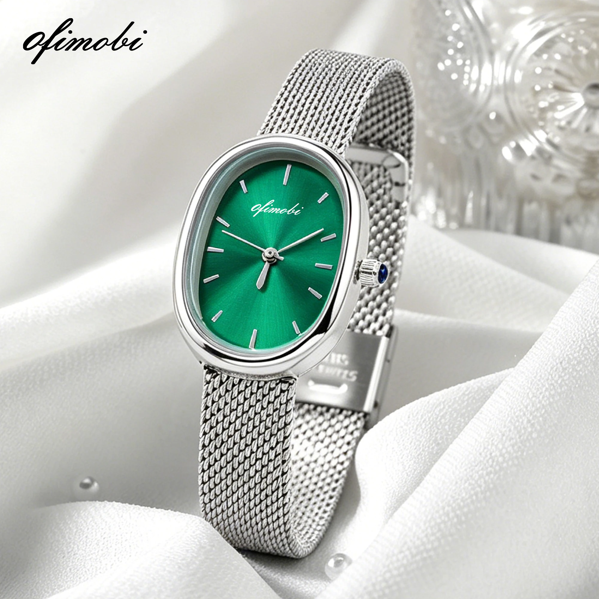 Reloj de Cuarzo para Mujer con Esfera Ovalada, Correa de Malla Milanesa Premium, Esfera con Efecto Rayos de Sol, Resistente al Agua 30M, Elegante Reloj de Pulsera