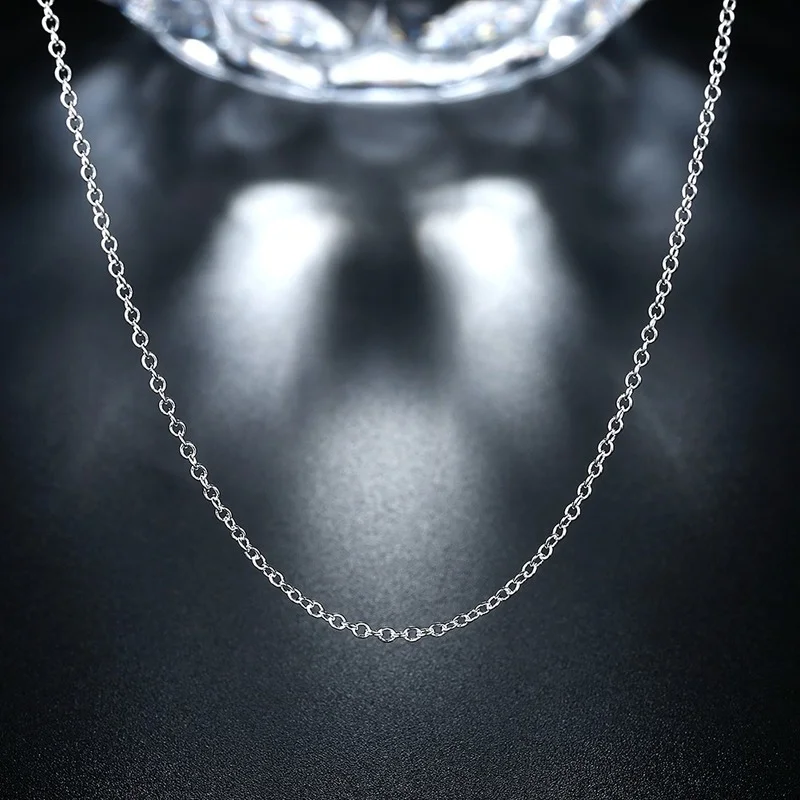 30 Uds. Collar de cadenas redondas circulares de 1MM de Plata de Ley 925 para mujer, joyería de diseño de lujo para fiesta a la moda, colgante de boda