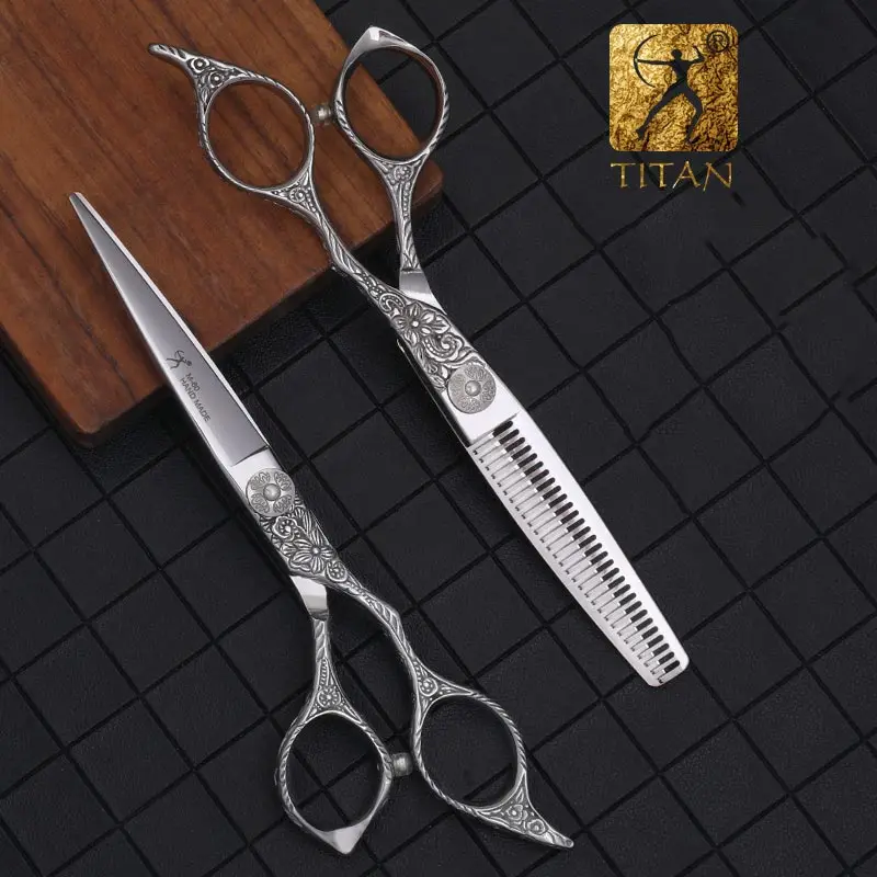 Tijeras de Peluquería Profesionales Titan de Acero Japonés 440 de 6 Pulgadas para Corte de Barbería, Tijeras de Entresacar para Peluquería