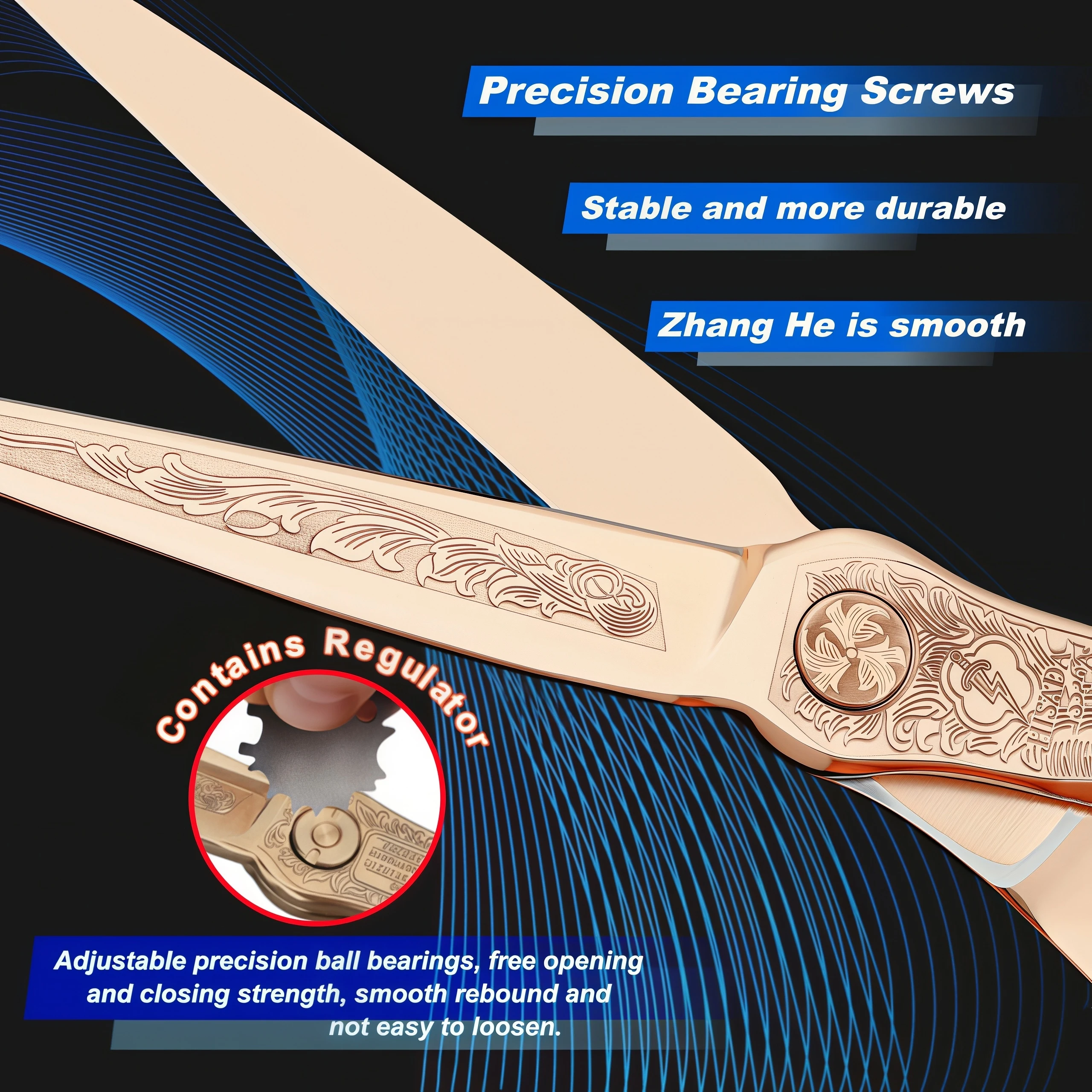 Tijeras de Barbero HISADA, Hechas a Mano en Japón, Material VG10, Tijeras de 6-7 Pulgadas, Color Oro Rosa, Tijeras Profesionales de Peluquería