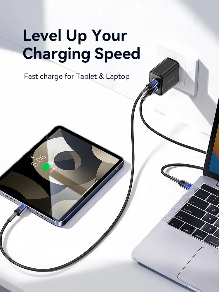 Joyroom PD 100W/60W tipo C Cable de datos de carga rápida para iPhone 16/15 Huawei Samsung Xiaomi Cable de carga USB C para Macbook Pro