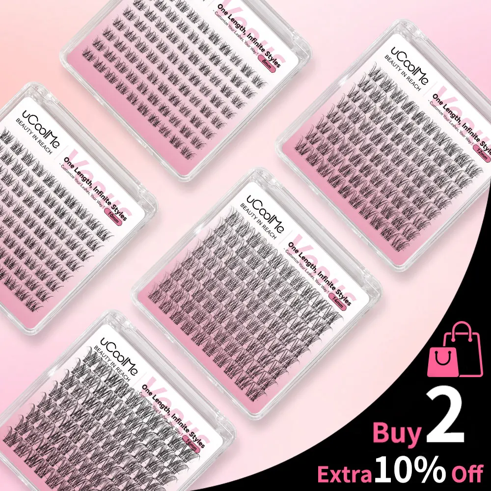 Pestañas Postizas uCoolMe Lashes Venus de Longitud Única, 80 Piezas, Banda Invisible, 8, 10, 12, 14, 16 mm, Extensiones de Pestañas de Tamaño Uniforme y Cero Desperdicio