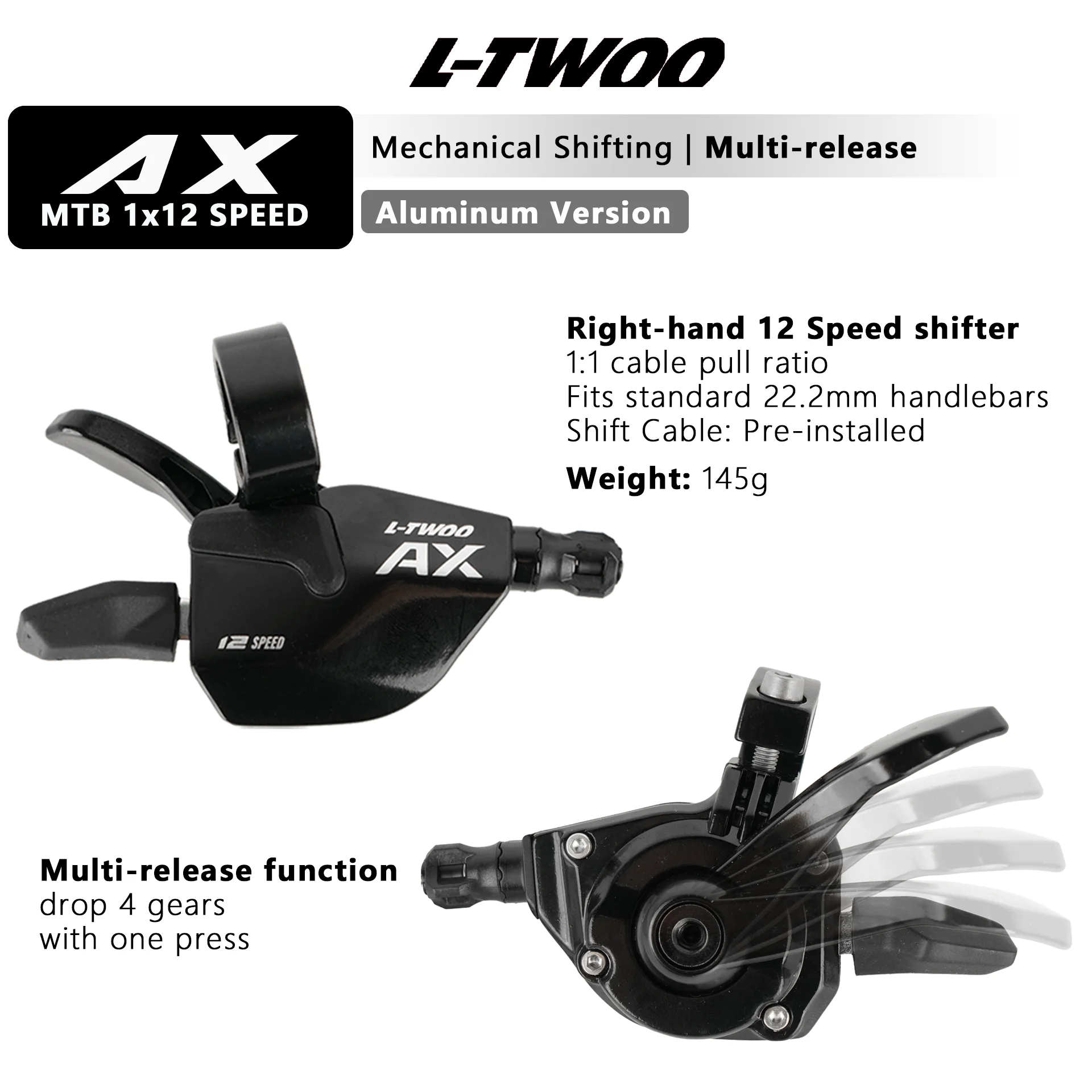 Juego de Frenos de Disco Hidráulicos LTWOO AX MTB, Cambio de 1x12 Velocidades, Desviador Trasero, Juego de Cassette ZRACE, Plato de Cadena Compatible con M6100