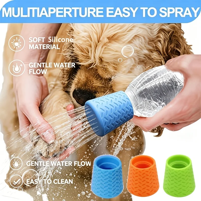 Cabezal de ducha para mascotas, boquilla portátil de silicona para baño de perros y bebedero al aire libre, cabezal pulverizador multifuncional, suministros de limpieza para mascotas, 1/3 Uds.