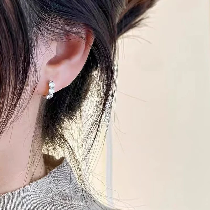 Pendientes clásicos IOGOU de plata 925, pendientes de aro de diamante moissanita de 4mm, 3,5mm, 2,5mm y 3mm para mujer, joya para fiesta de compromiso y boda
