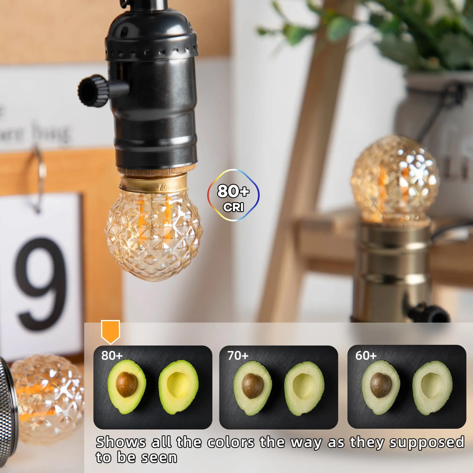 Bombillas LED Nocturnas G40 E27 de Bajo Consumo, 1W, Equivalentes a una Bombilla Incandescente de 10W, Regulables, Decorativas, con Forma de Diamante, de Vidrio Ámbar