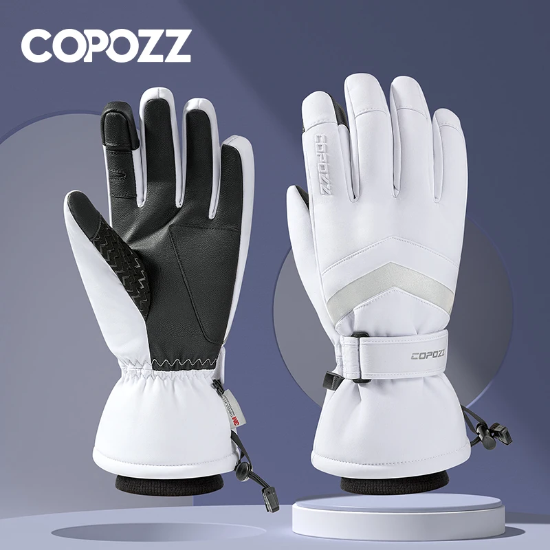 COPOZZ, nuevos guantes de esquí de invierno para hombre, guantes cálidos impermeables para moto de nieve, guantes térmicos gruesos para nieve con función de pantalla táctil