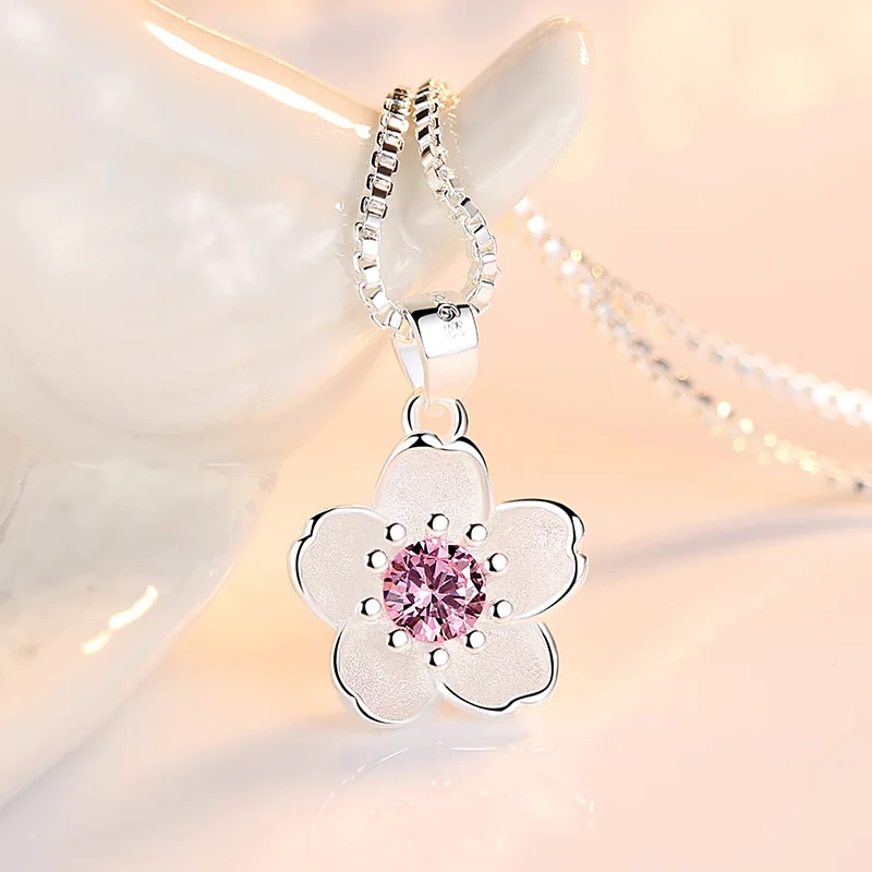 Collares de plata de ley 925 con flor de melocotón para mujer, accesorios de joyería de diseñador de lujo, joyería al por mayor