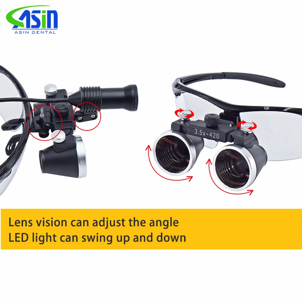 Lupa Dental Binocular con aumento de 3,5x/2,5x, lupa quirúrgica para cirugía con faro, luz LED, lámpara de lupa para operación médica